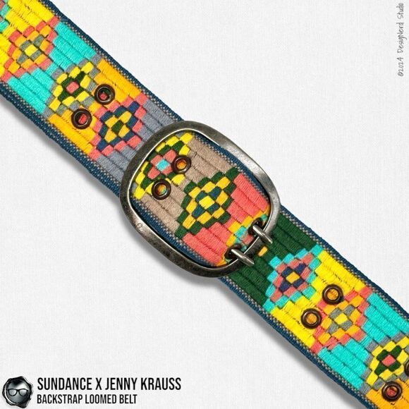 SUNDANCE X JENNY KRAUSS HAND WOVEN LOOMED COTTON BELT VINTAGE 2015 NEON PALLET main image 9